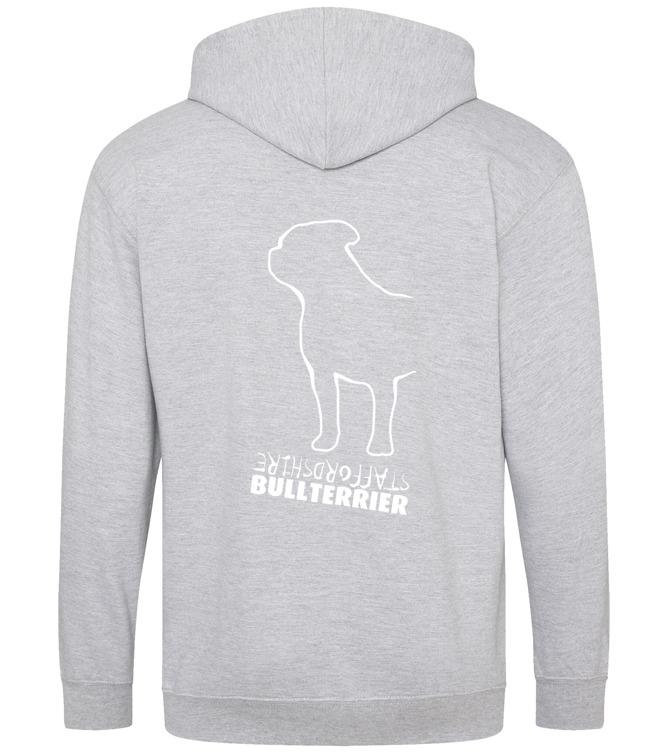 Unisex Staffordshire Bullterrier Zipped Hoodie Heather Grey (White)