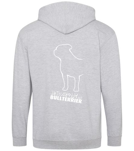 Unisex Staffordshire Bullterrier Zipped Hoodie Heather Grey (White)