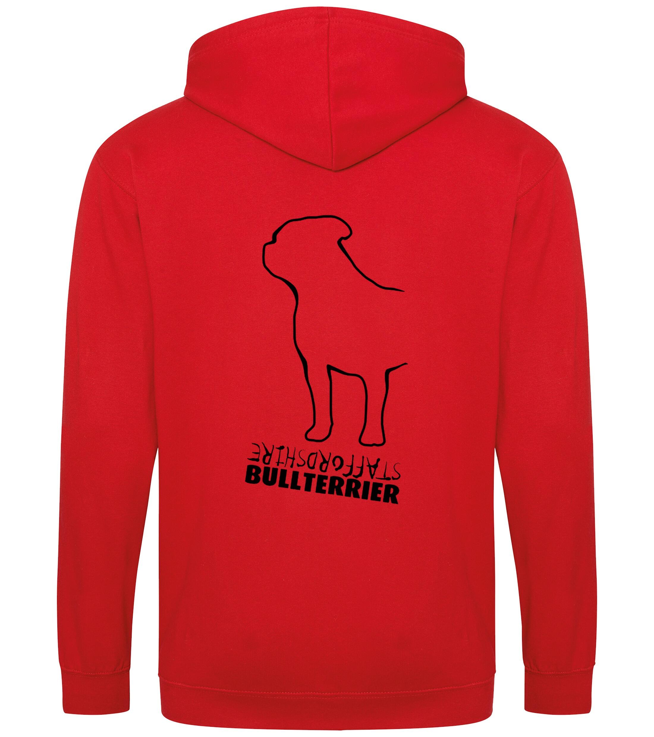 Unisex Staffordshire Bullterrier Zipped Hoodie Red (Black)
