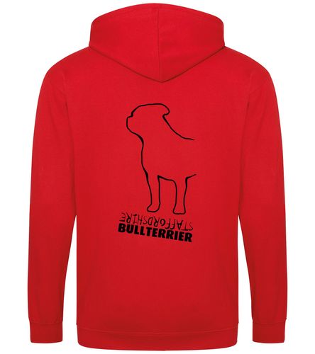 Unisex Staffordshire Bullterrier Zipped Hoodie Red (Black)