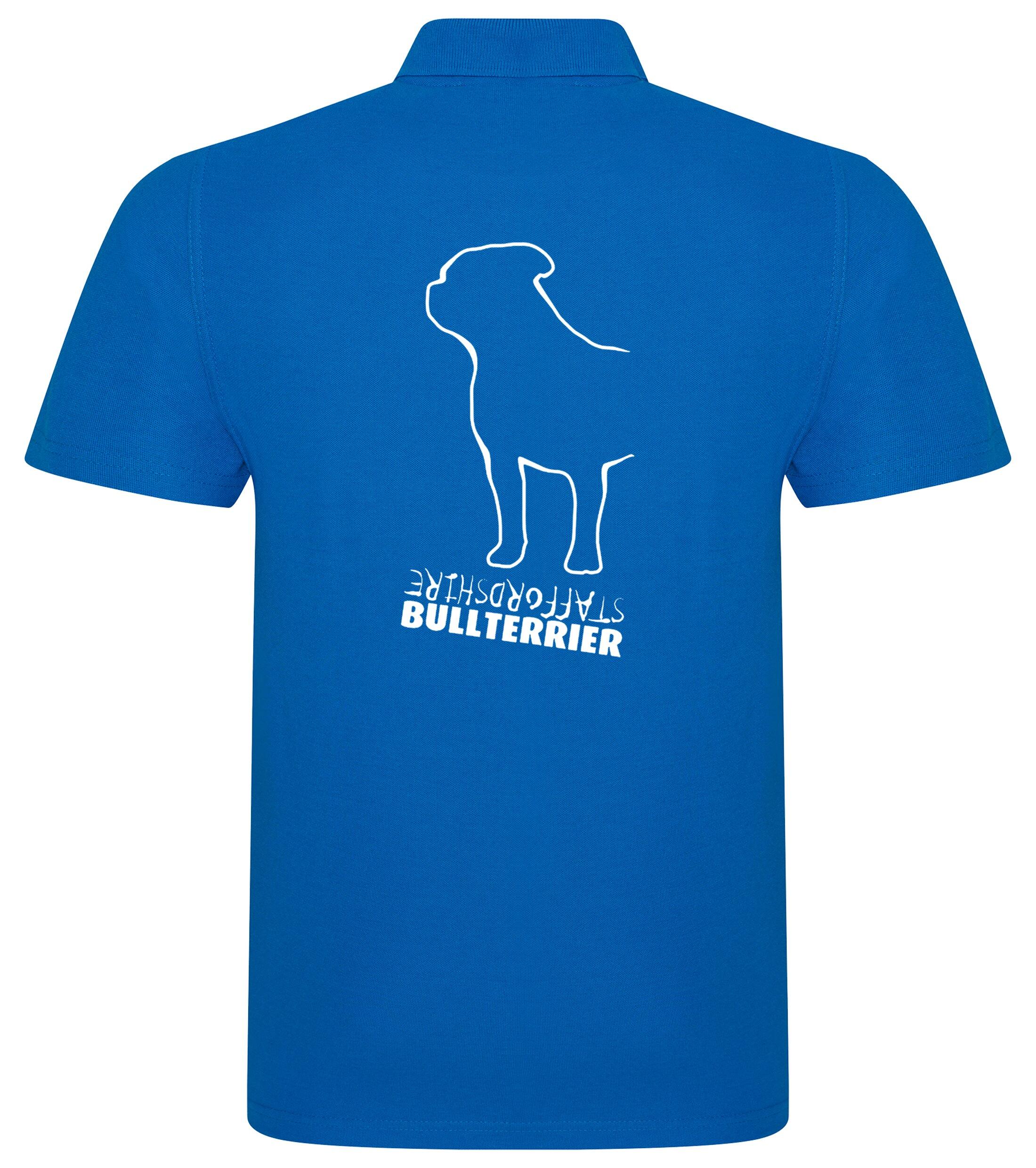 Unisex Staffordshire Bullterrier Polo Shirt Sapphire Blue (White)