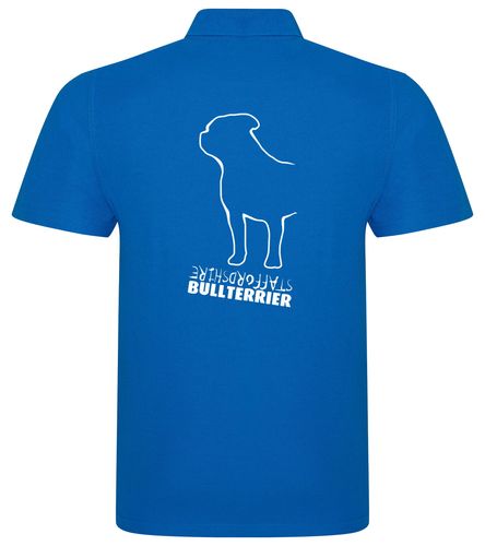 Unisex Staffordshire Bullterrier Polo Shirt Sapphire Blue (White)