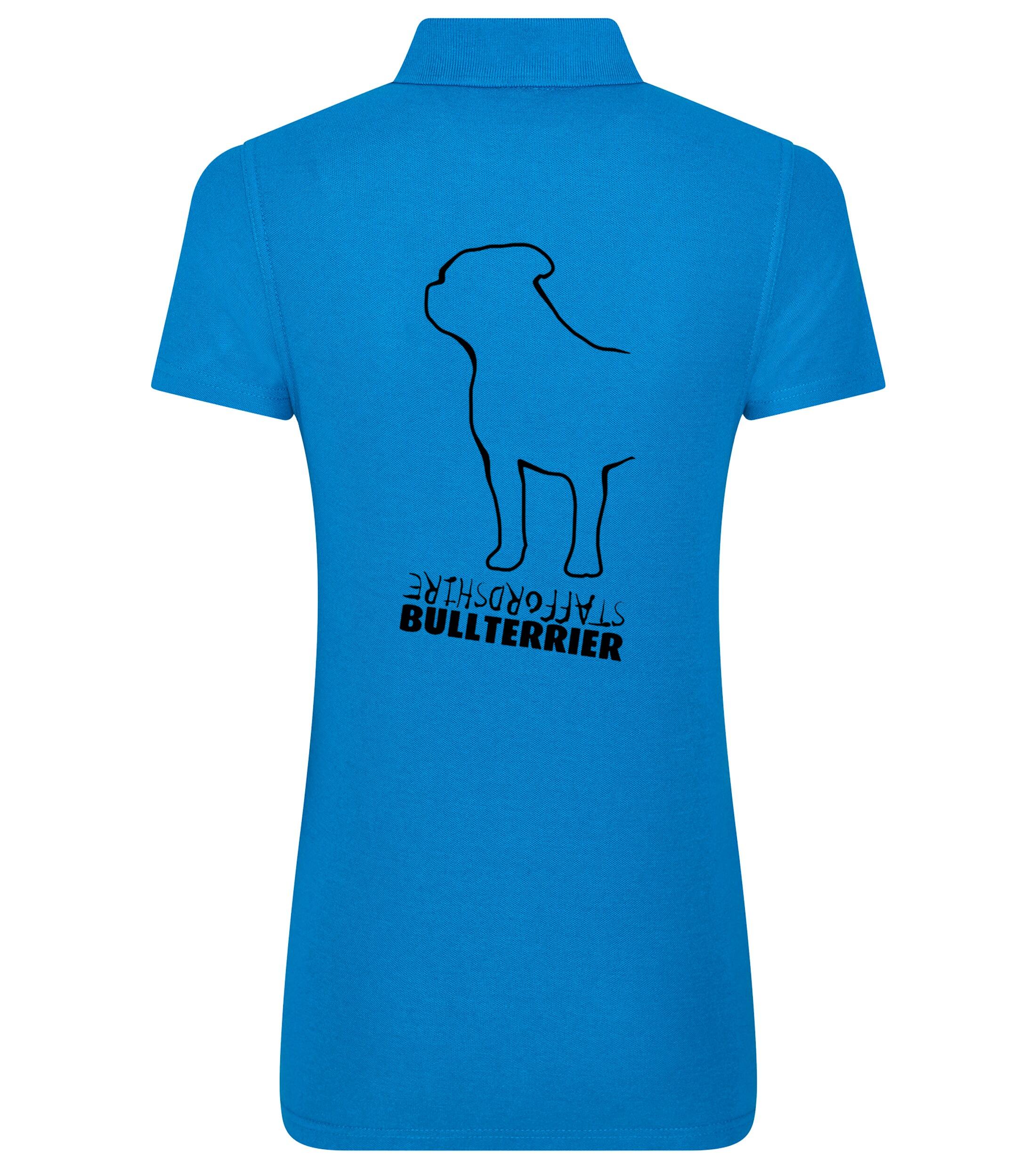 Female Staffordshire Bullterrier Polo Shirt Sapphire Blue (Black)