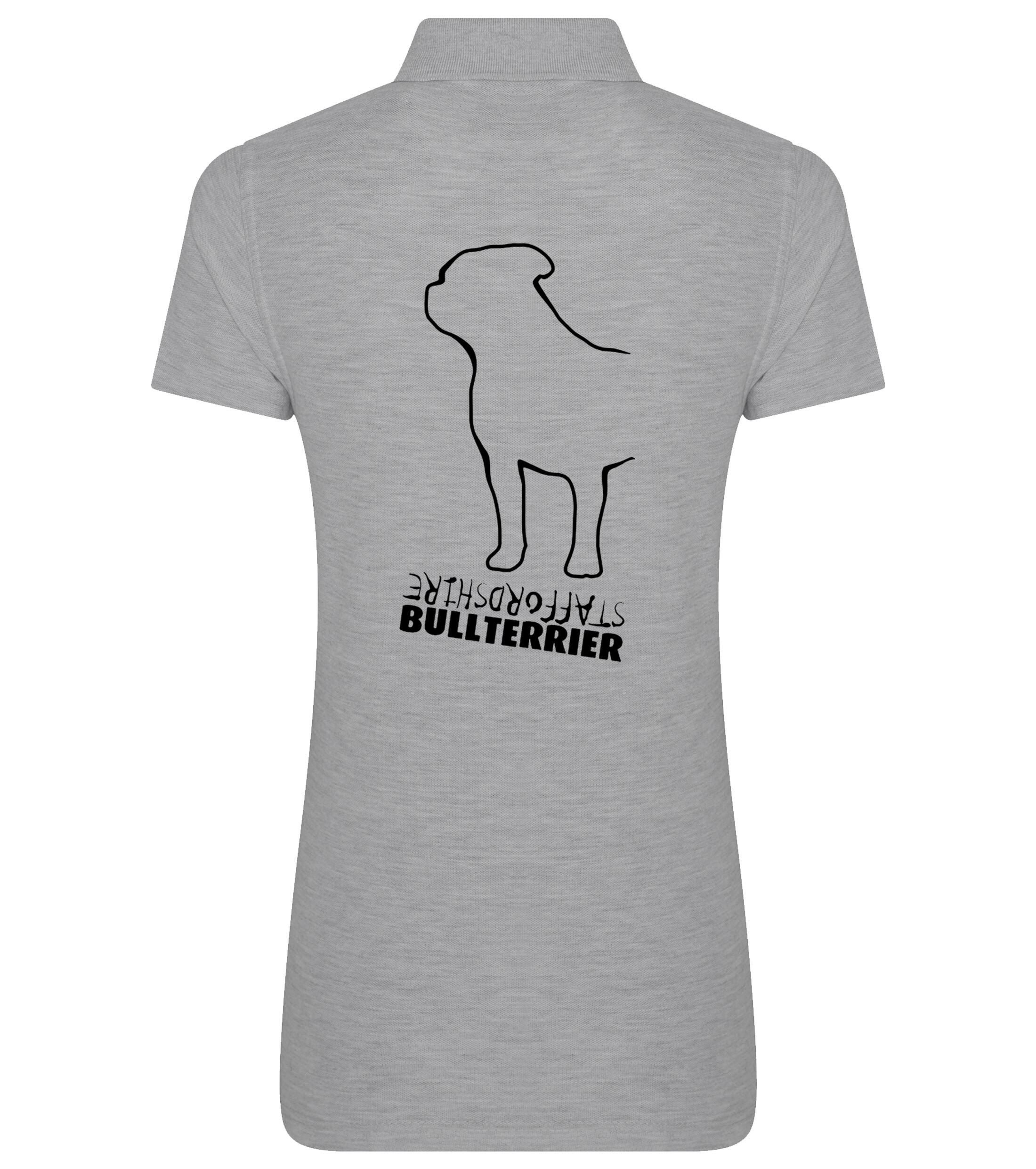 Female Staffordshire Bullterrier Polo Shirt Heather Grey (Black)