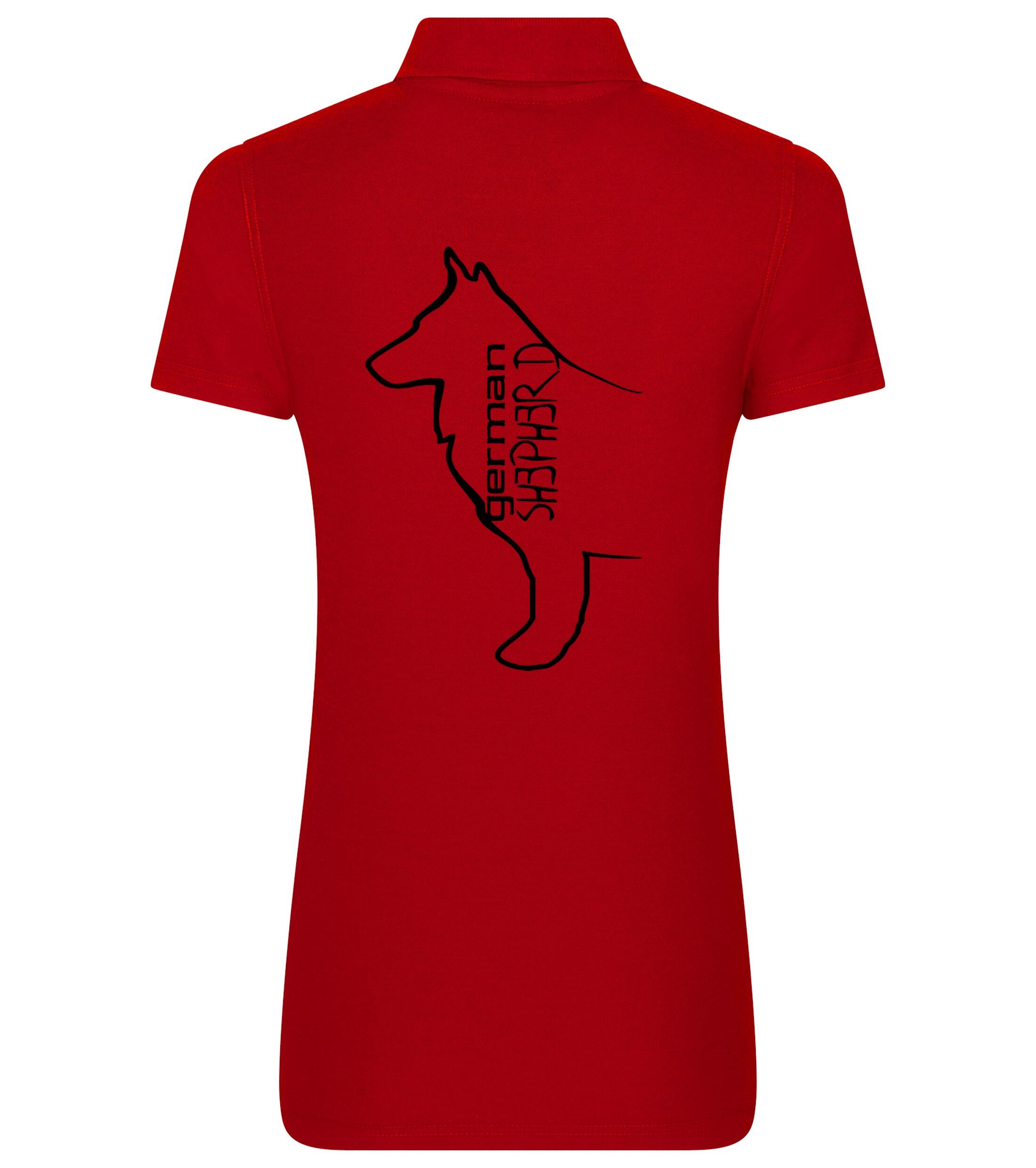 Female German Shepherd Polo Shirt Red (Black)