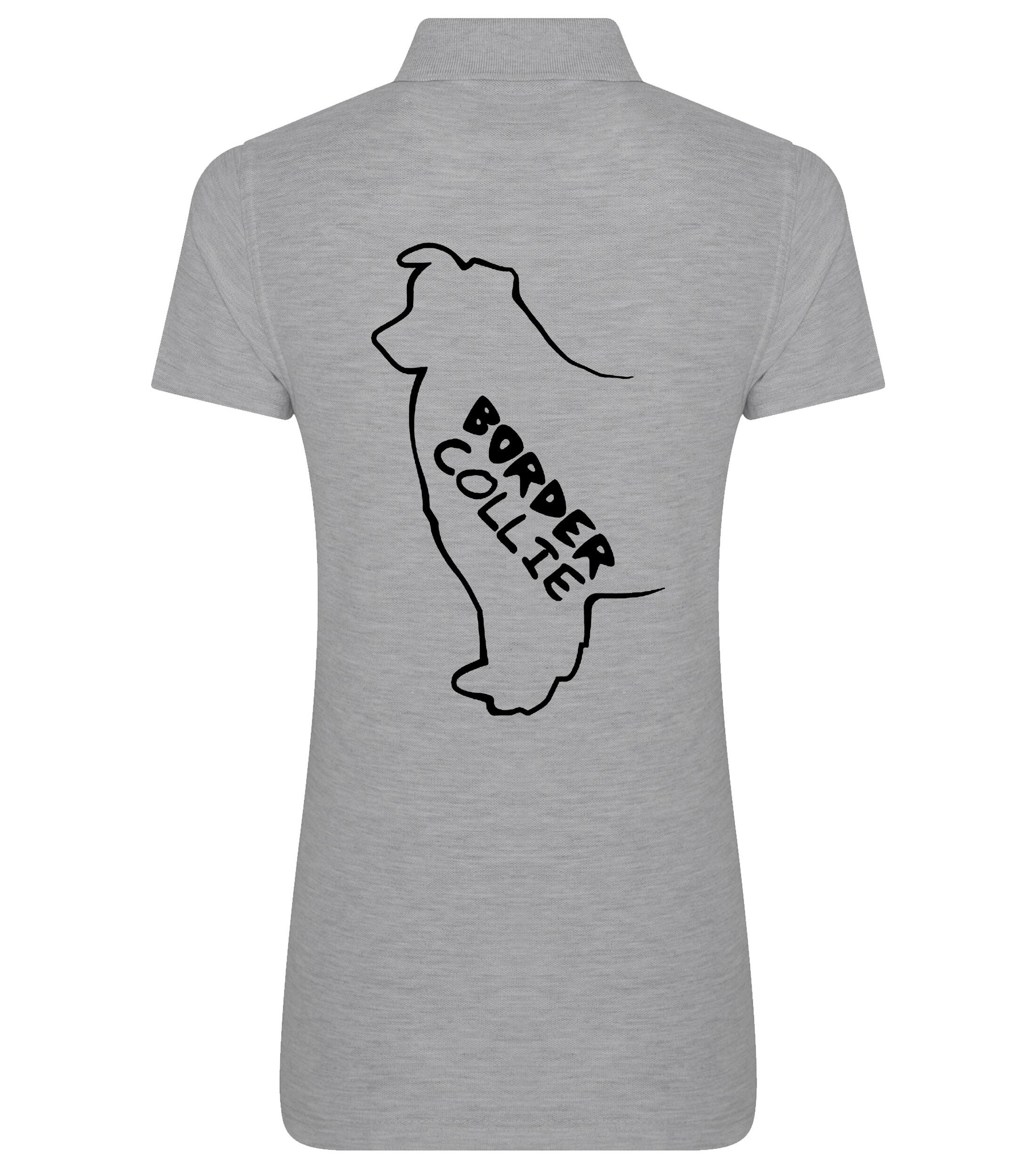 Female Border Collie Polo Shirt Heather Grey (Black)