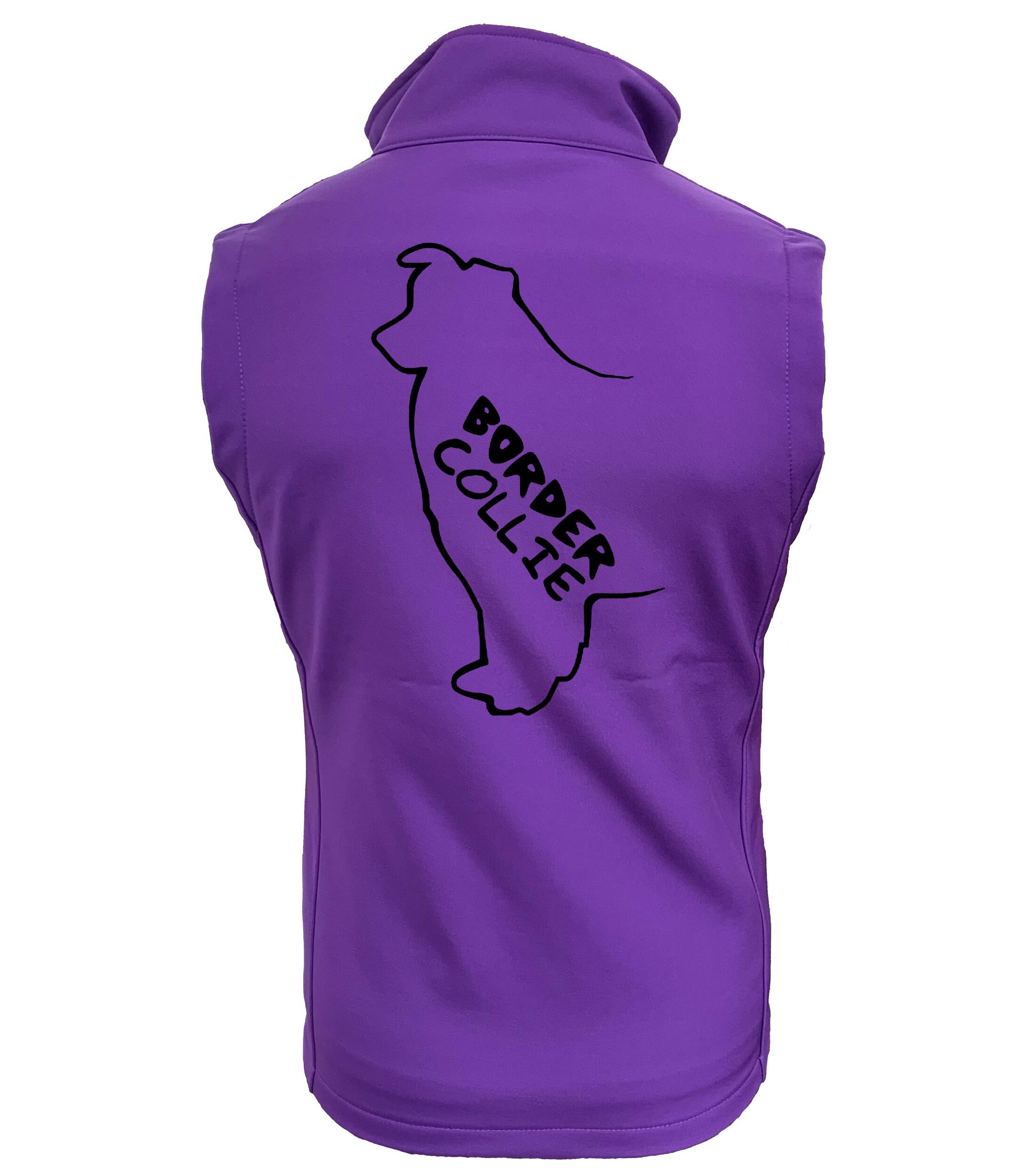 Unisex Border Collie Softshell Gilet Purple (Black)