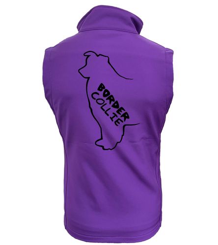 Unisex Border Collie Softshell Gilet Purple (Black)