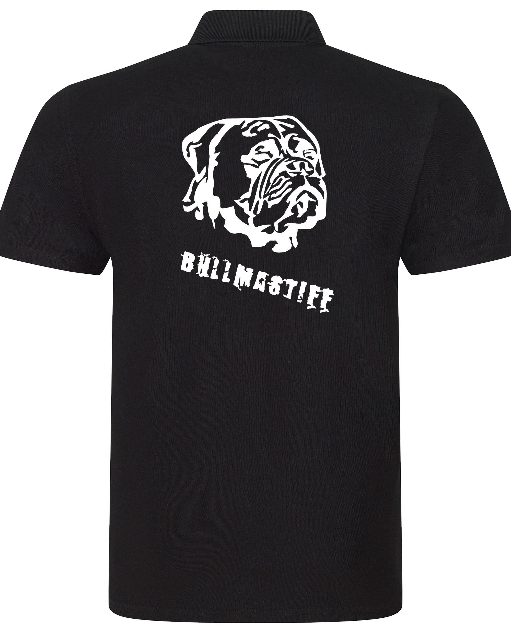 Unisex Bullmastiff (Head) Polo Shirt Black (White)