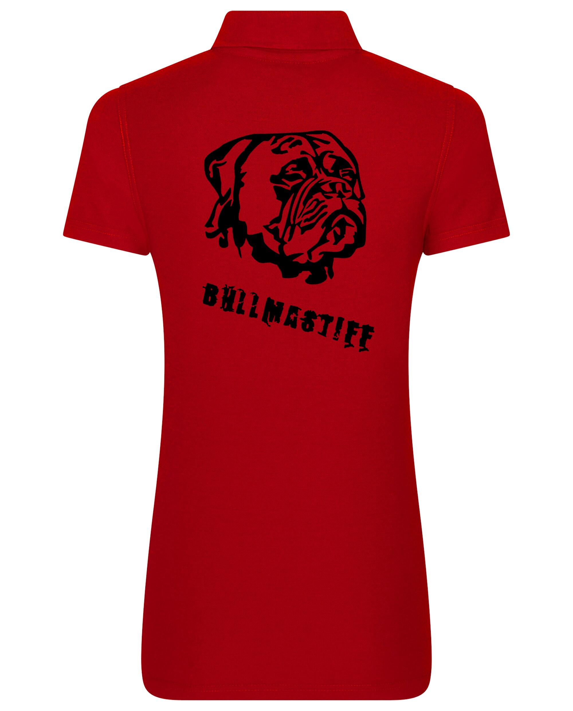 Female Bullmastiff (Head) Polo Shirt Red (Black)
