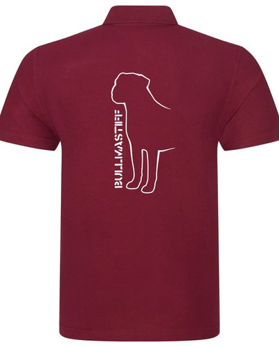 Unisex Bullmastiff (Standing) Polo Shirt Burgundy (White)