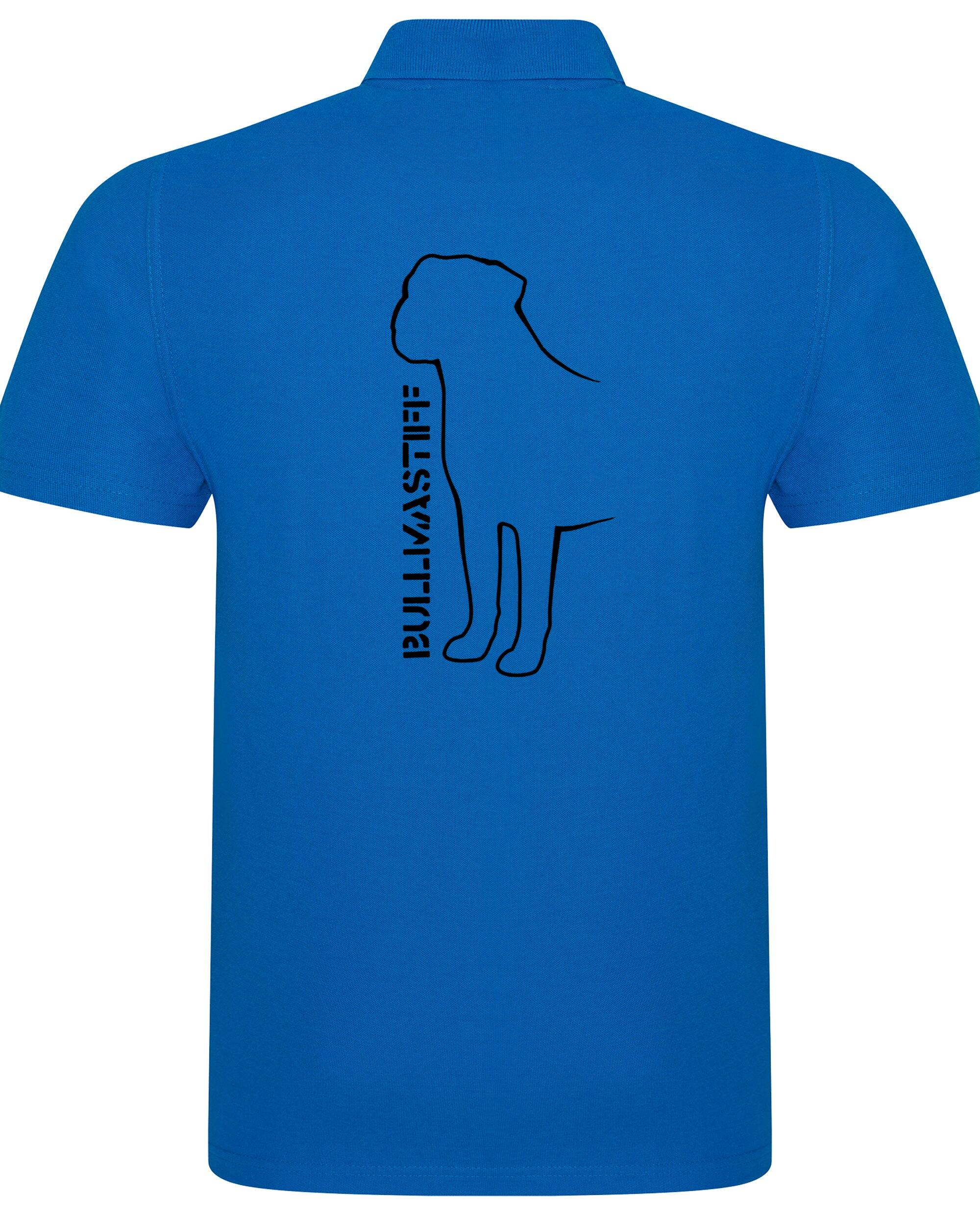 Unisex Bullmastiff (Standing) Polo Shirt Sapphire Blue (Black)