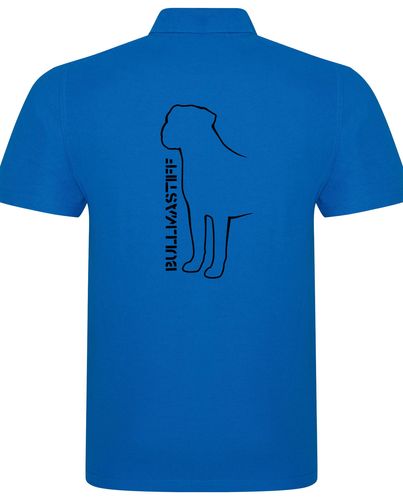 Unisex Bullmastiff (Standing) Polo Shirt Sapphire Blue (Black)