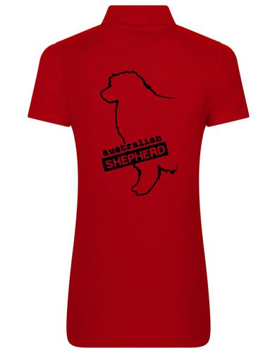 Female Australian Shepherd Polo Shirt Red (Black)