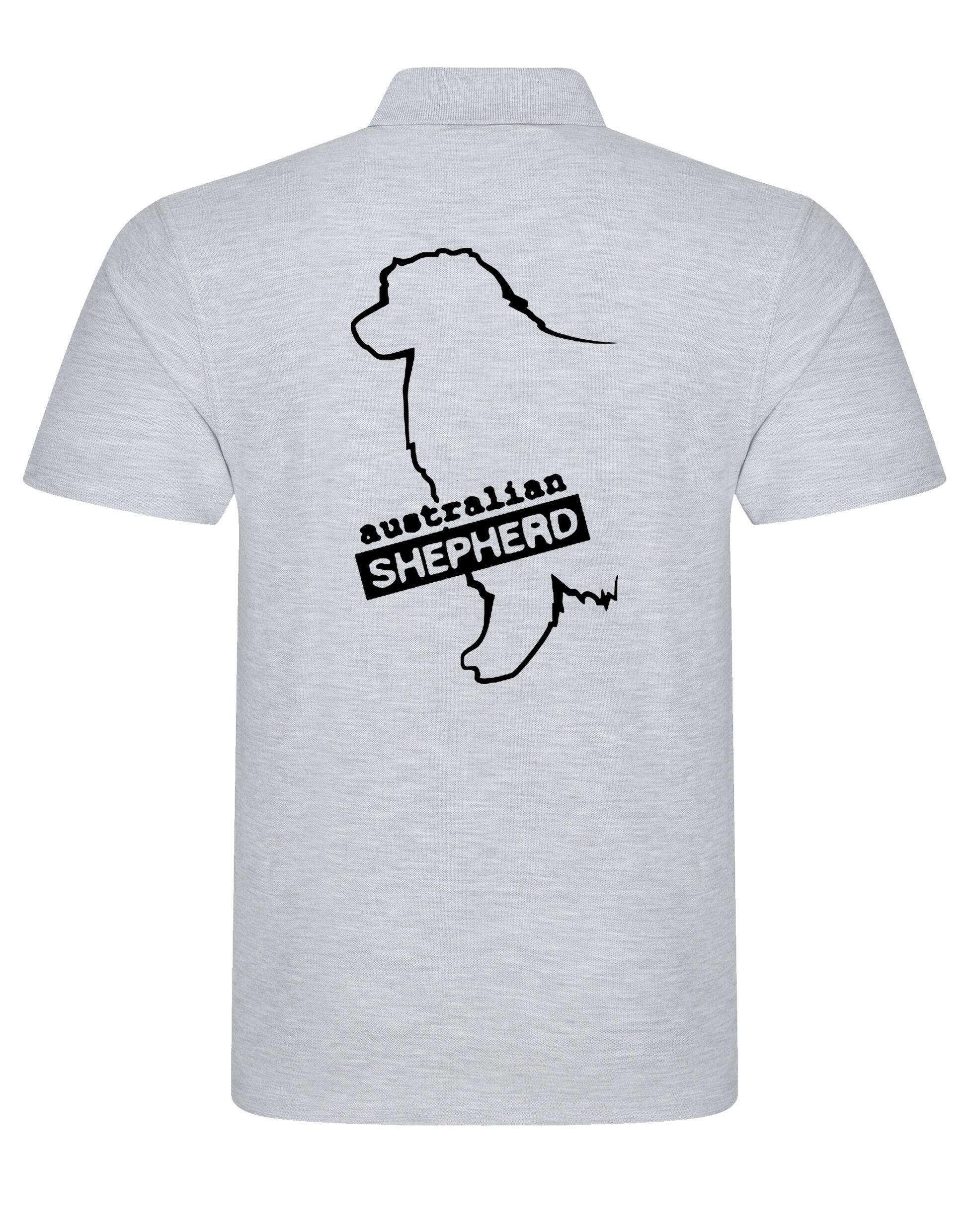 Unisex Australian Shepherd Polo Shirt Heather Grey (Black)