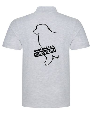 Unisex Australian Shepherd Polo Shirt Heather Grey (Black)