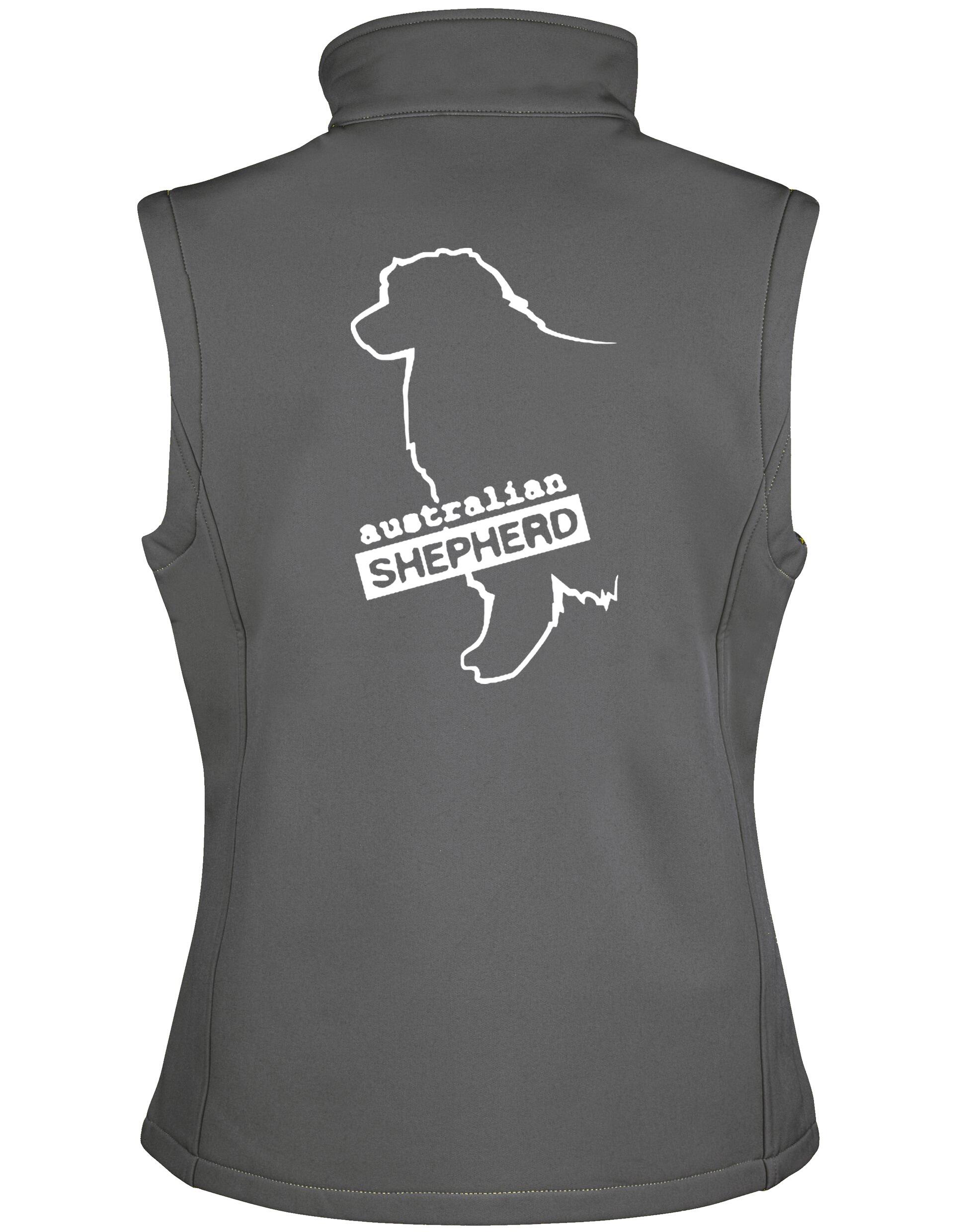 Female Australian Shepherd Softshell Gilet Charcoal (White)