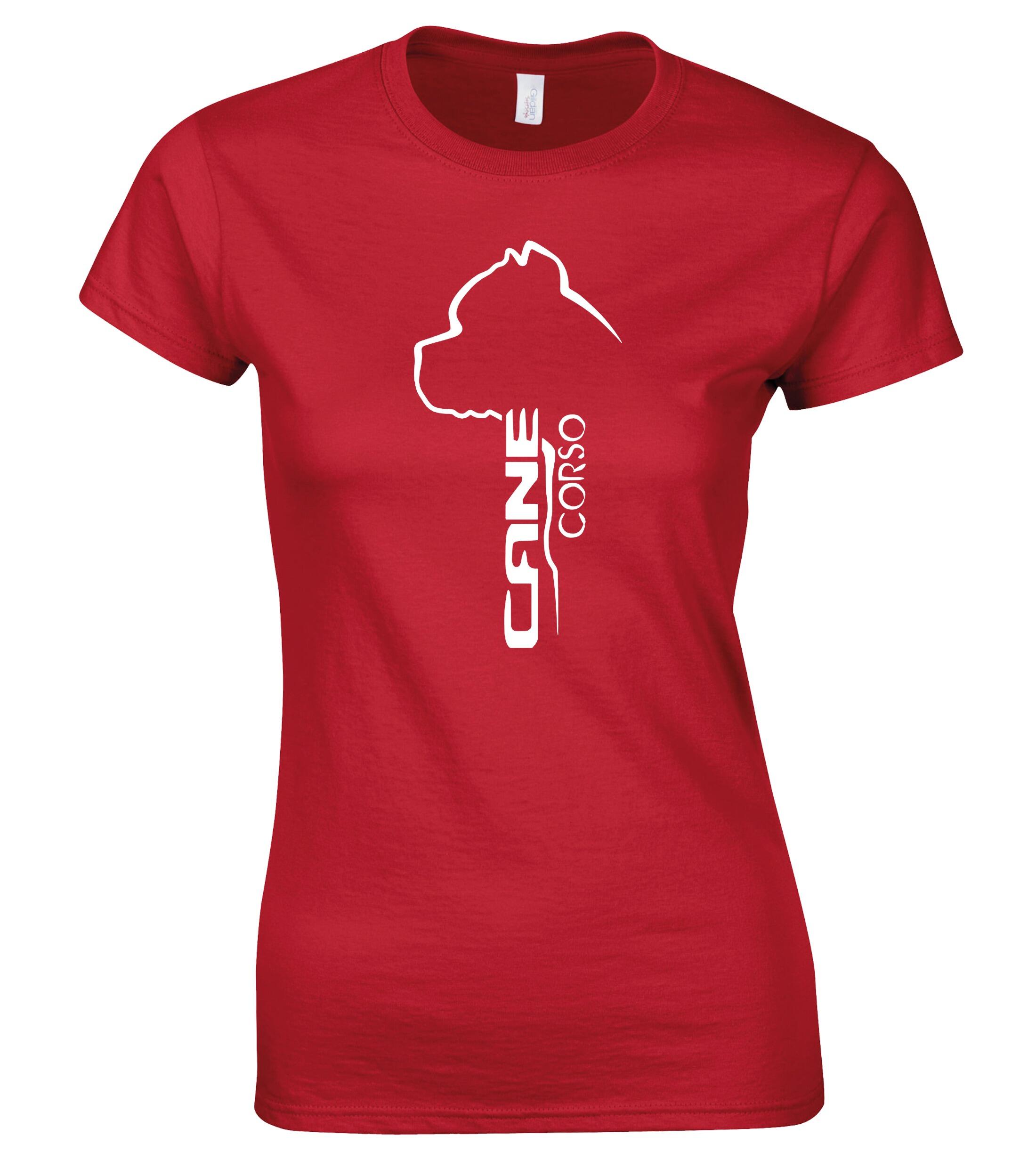 Female Cane Corso Roundneck T-Shirt Red (White)
