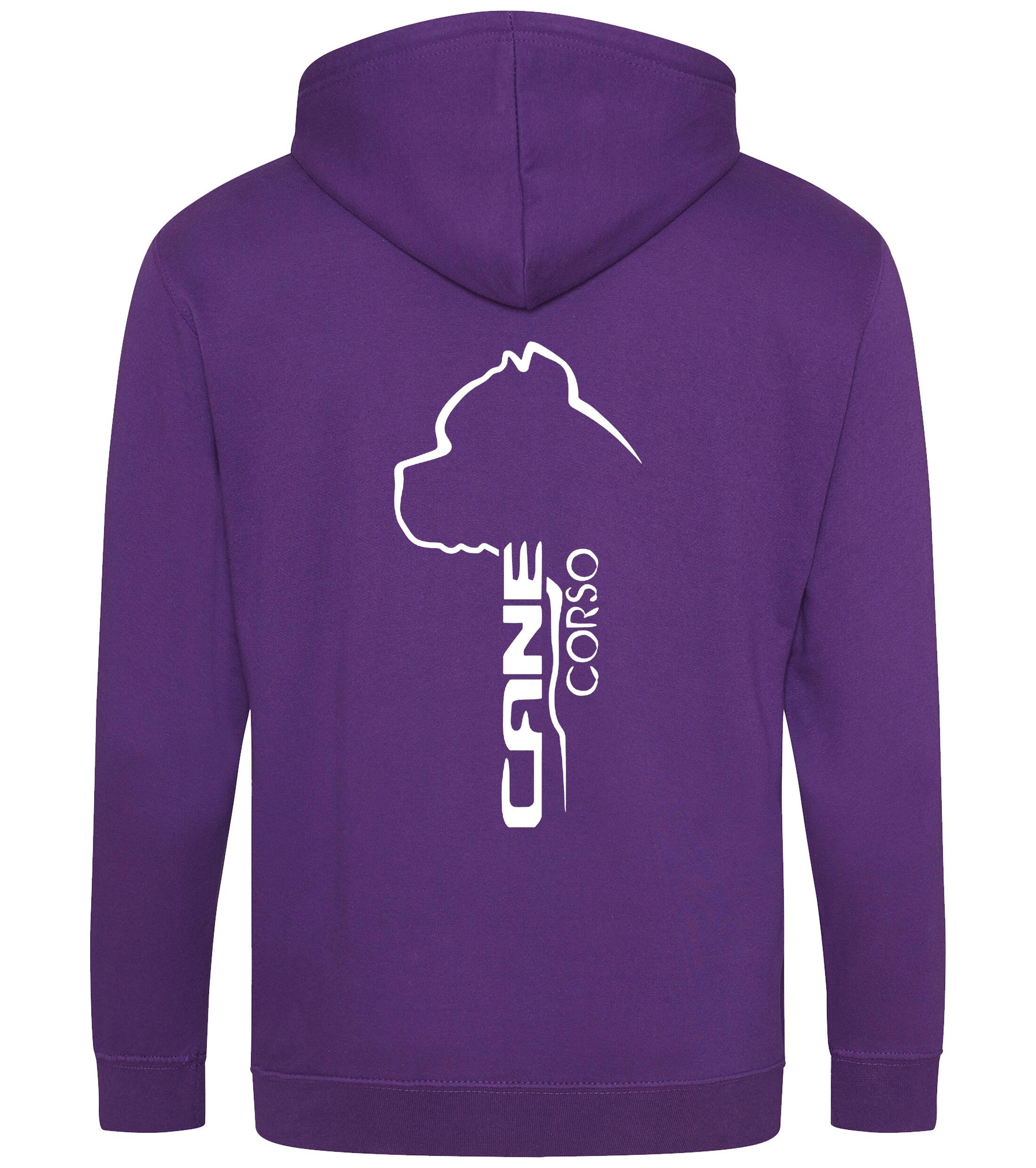 Unisex Cane Corso Zipped Hoodie Purple (White)