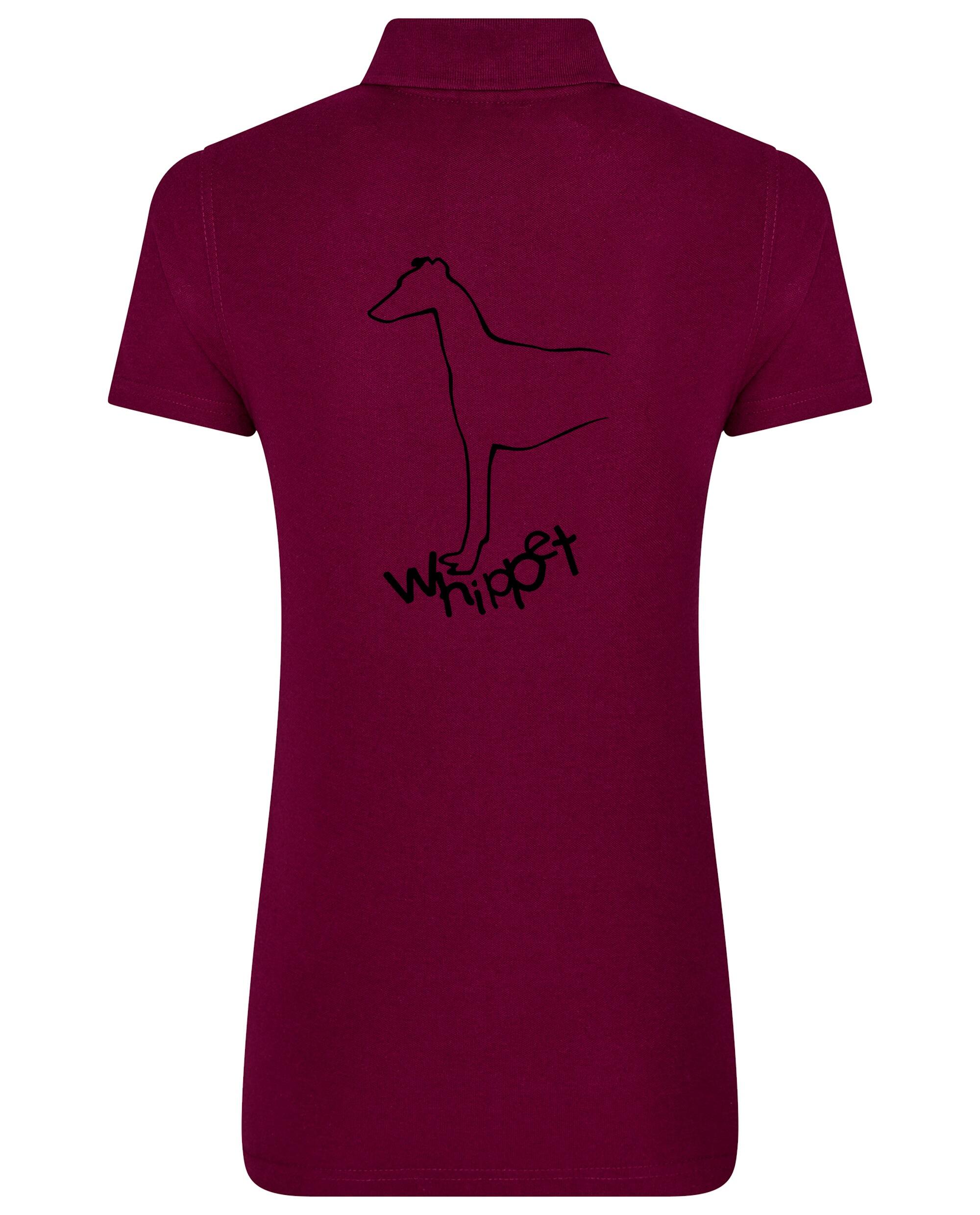 Female Whippet Polo Shirt Burgundy (Black)