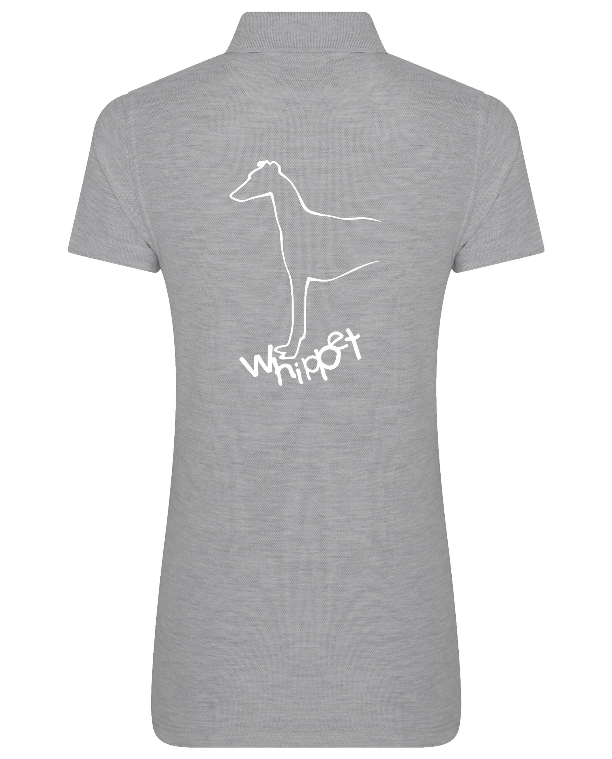 Female Whippet Polo Shirt Heather Grey (White)