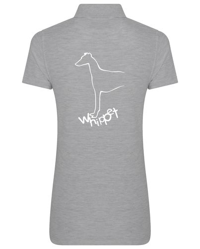 Female Whippet Polo Shirt Heather Grey (White)
