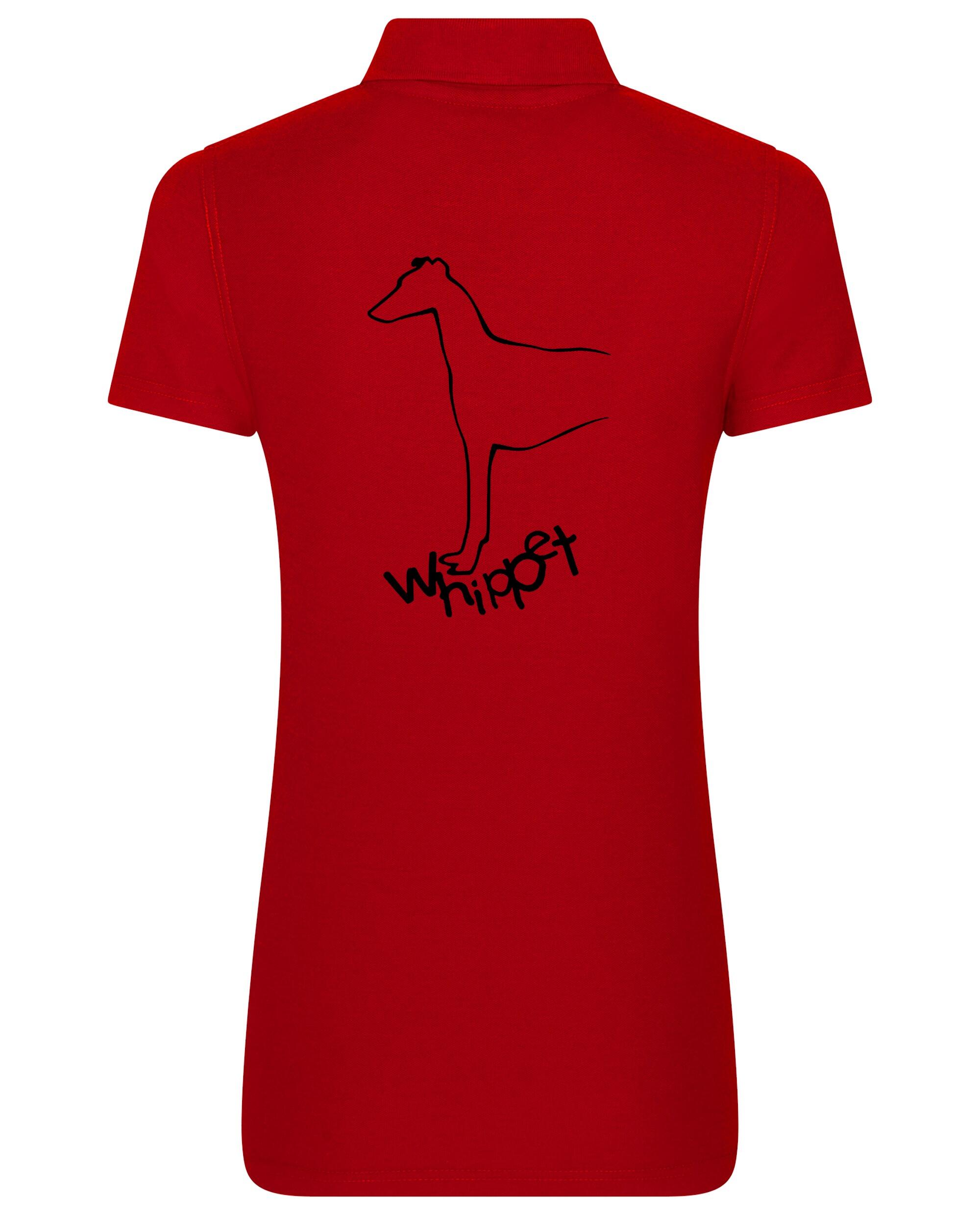 Female Whippet Polo Shirt Red (Black)