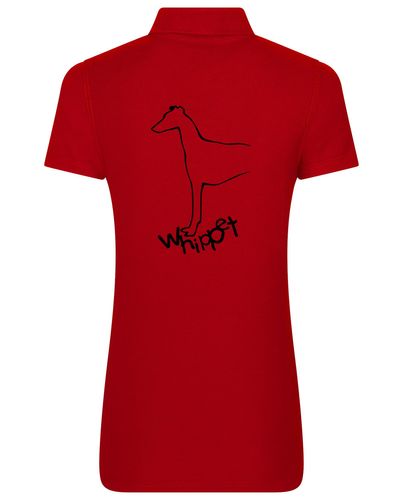 Female Whippet Polo Shirt Red (Black)