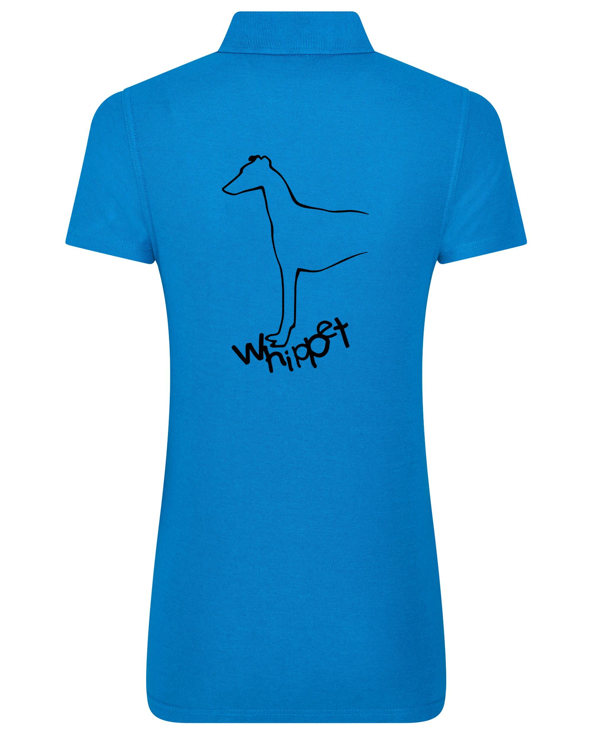 Female Whippet Polo Shirt Sapphire Blue (Black)
