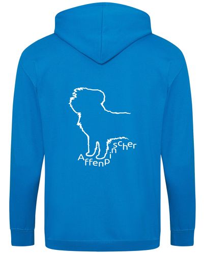 Unisex Affenpinscher Zipped Hoodie Sapphire Blue (White)