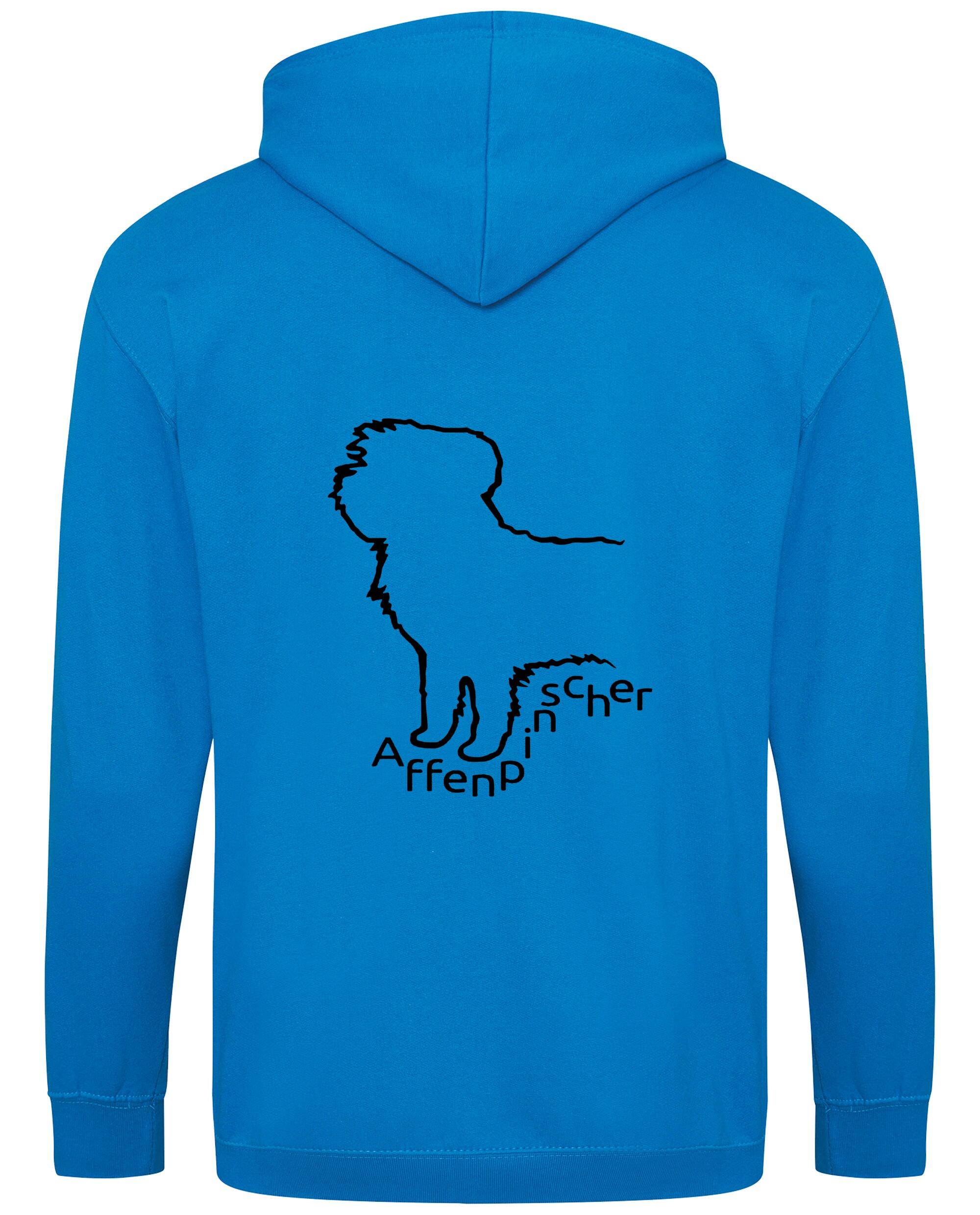 Unisex Affenpinscher Zipped Hoodie Sapphire Blue (Black)