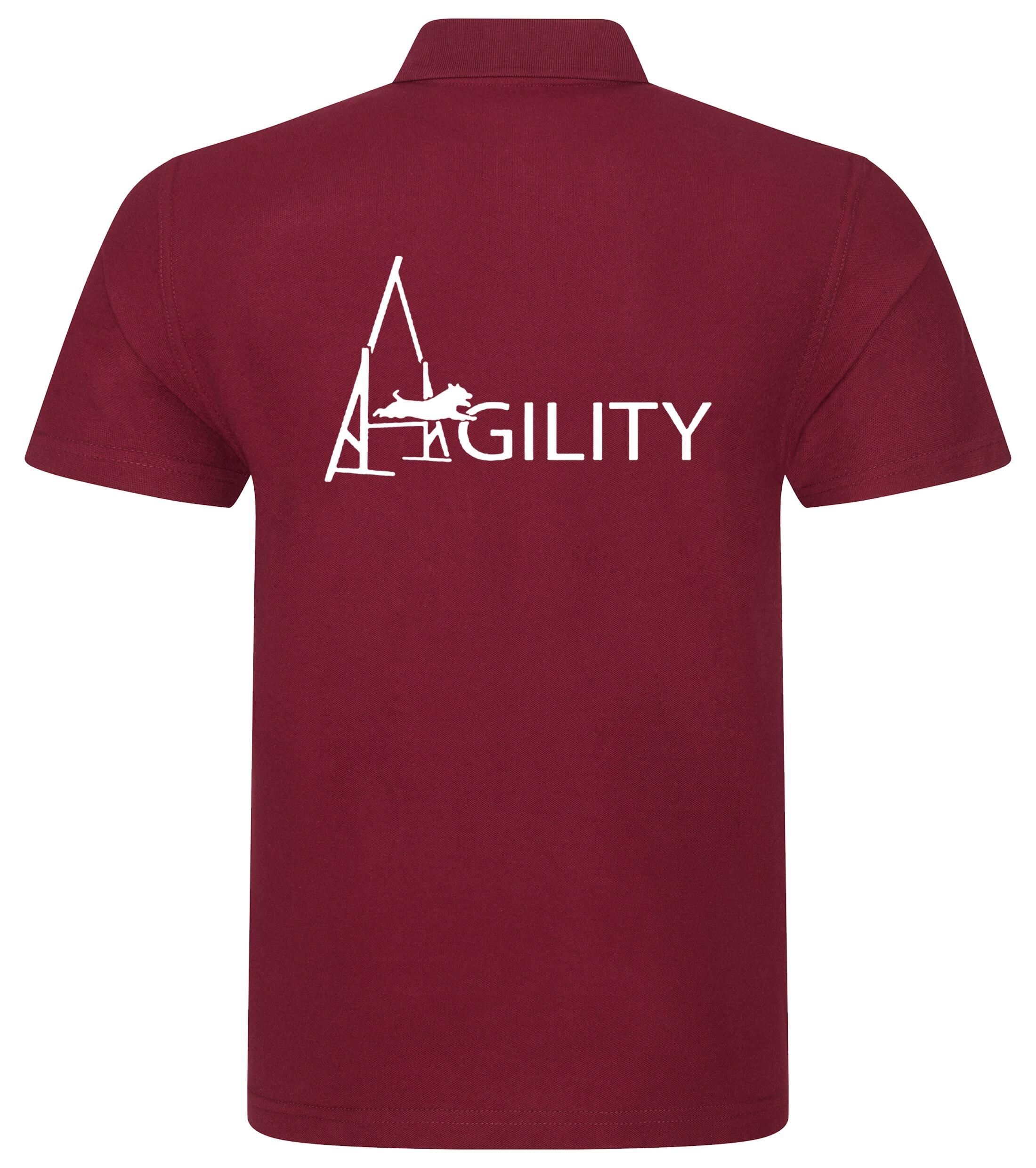 Unisex Agility Polo Shirt Burgundy (White)