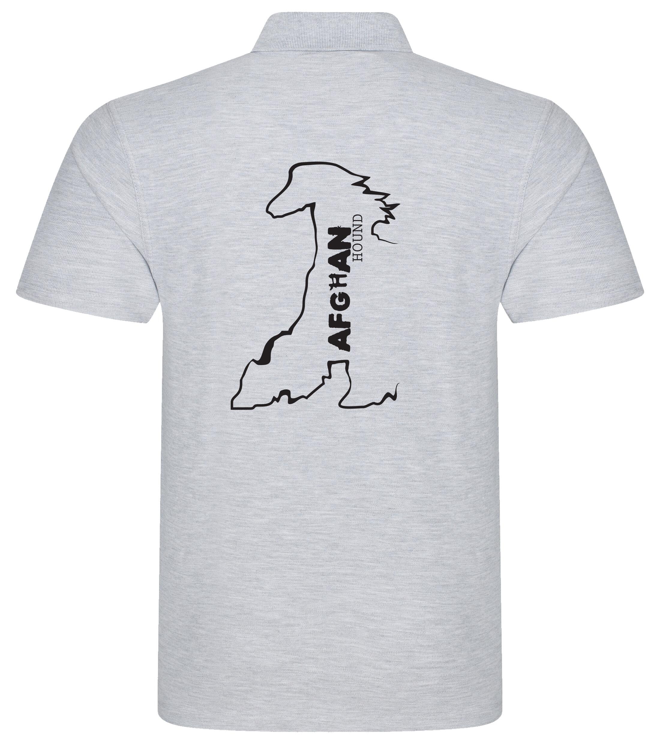 Unisex Afghan Hound Polo Shirt Heather Grey (Black)