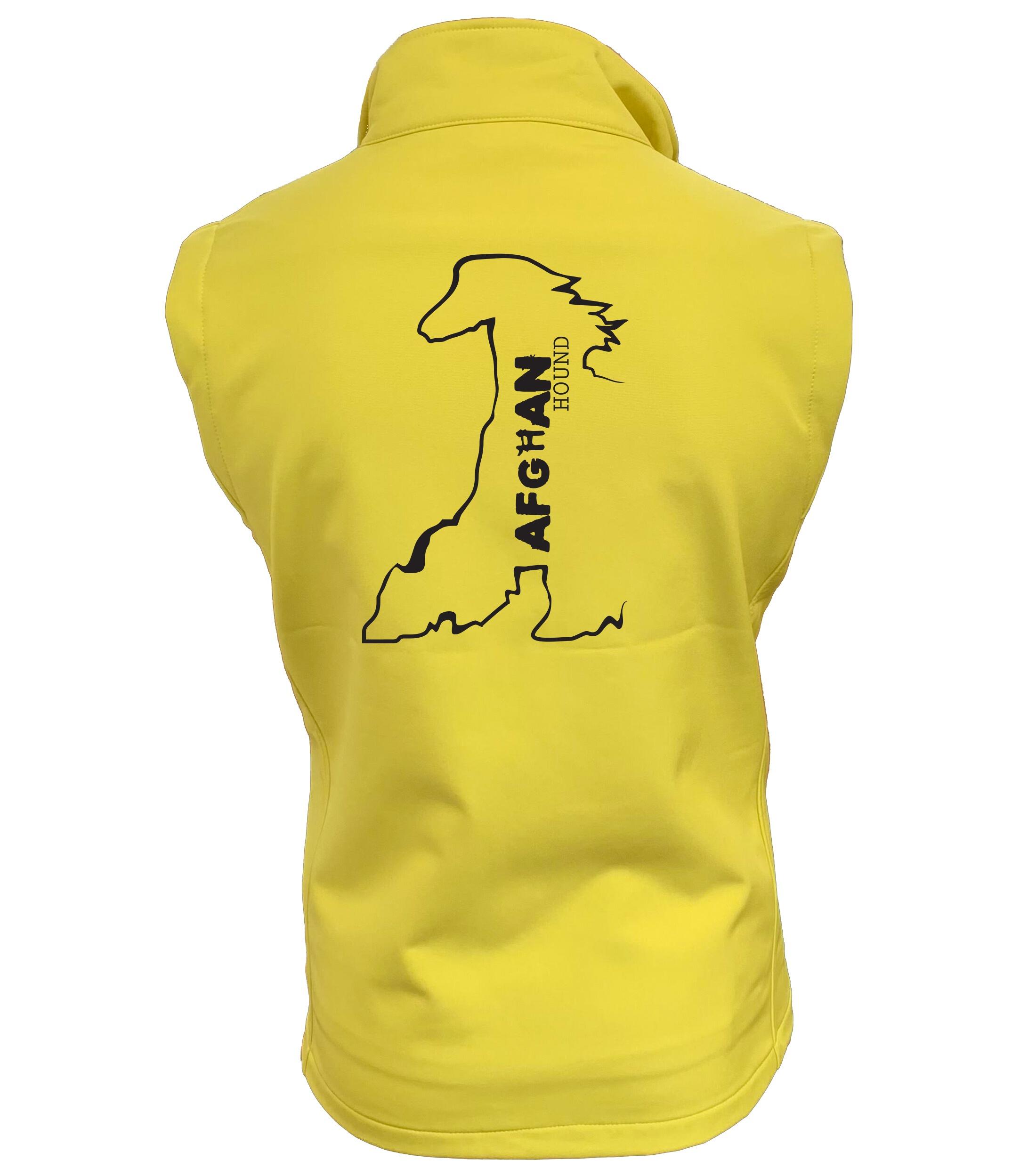 Female Afghan Hound Softshell Gilet Yellow (Black)