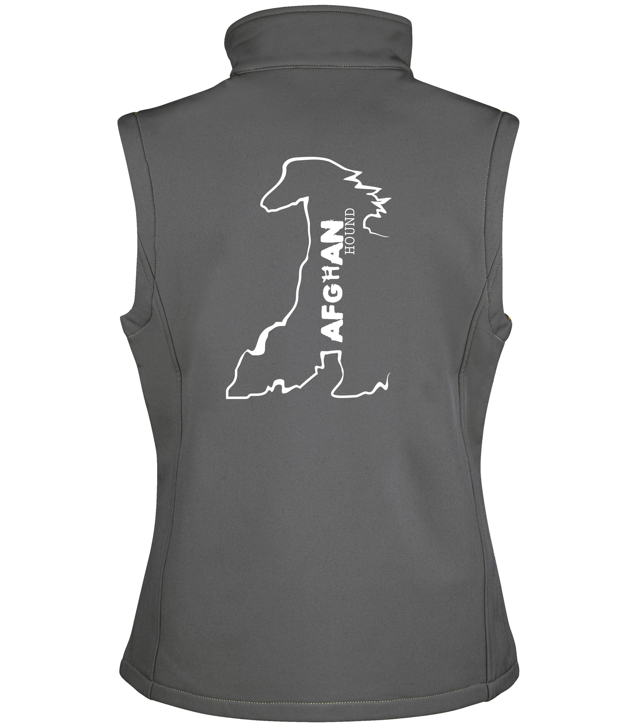 Unisex Afghan Hound Softshell Gilet Charcoal (White)
