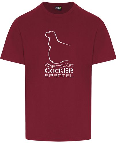 Unisex American Cocker Spaniel Roundneck T-Shirt Burgundy (White)