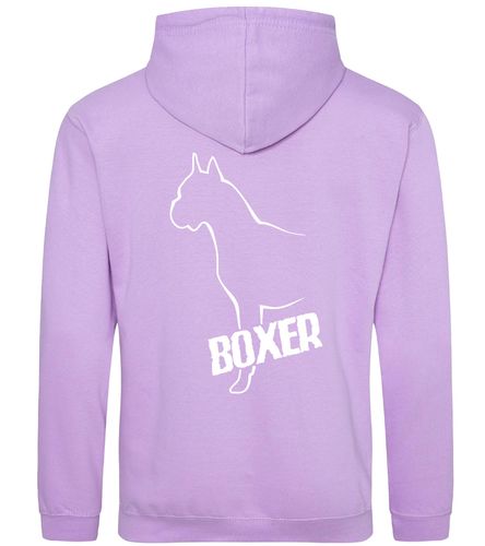 Unisex Boxer Ear Up Pullover Hoodie Lavender (White)