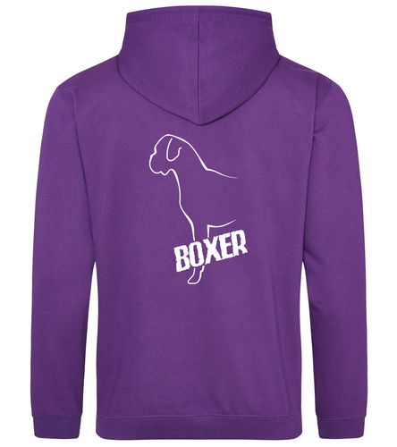 Unisex Boxer Ear Drop Pullover Hoodie Purple (White)