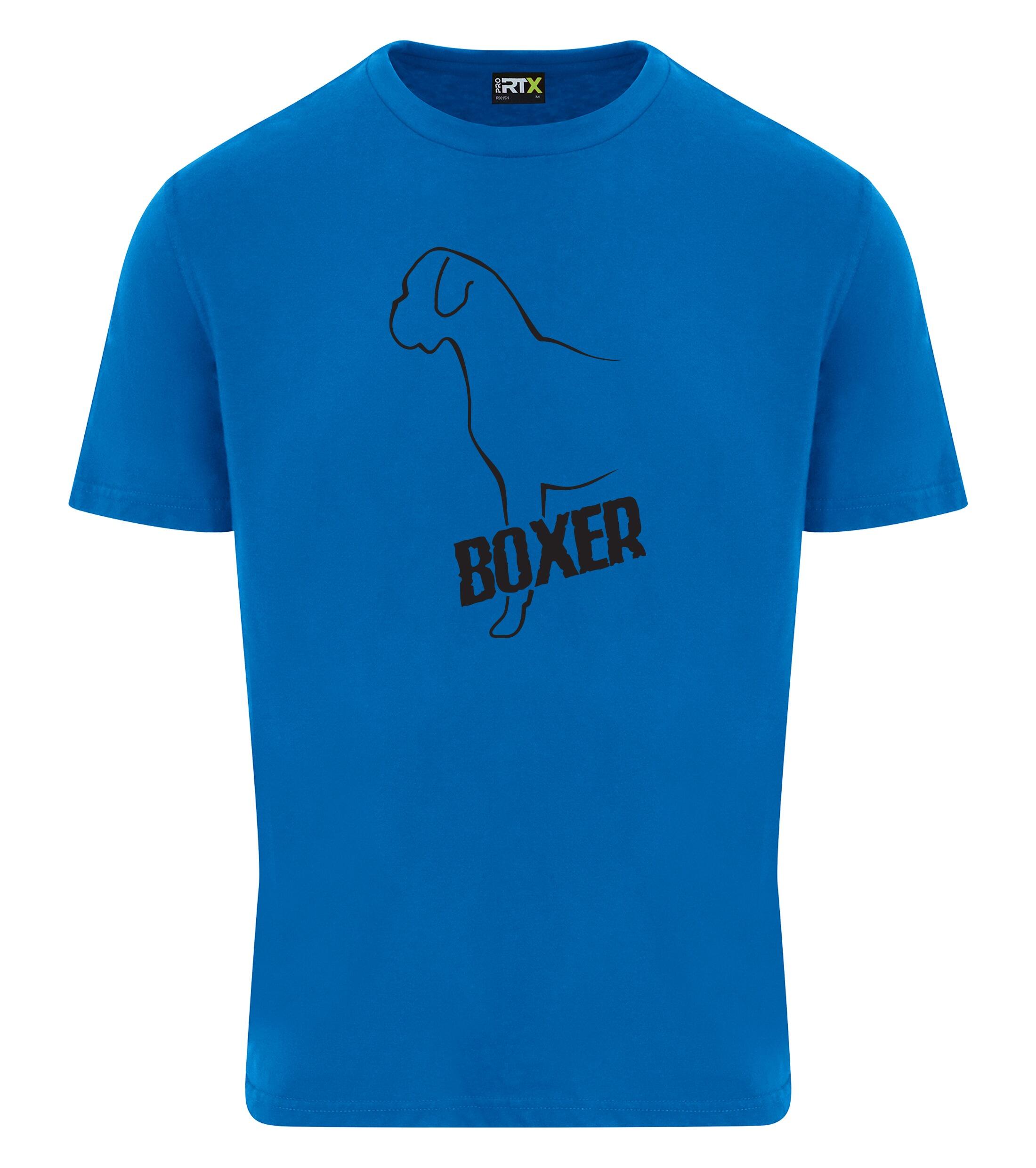 Unisex Boxer Ear Drop Roundneck T-Shirt Sapphire Blue (Black)