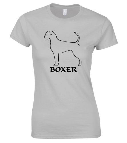 Female Boxer Ear Drop (2) Roundneck T-Shirt Sports Grey (Black)