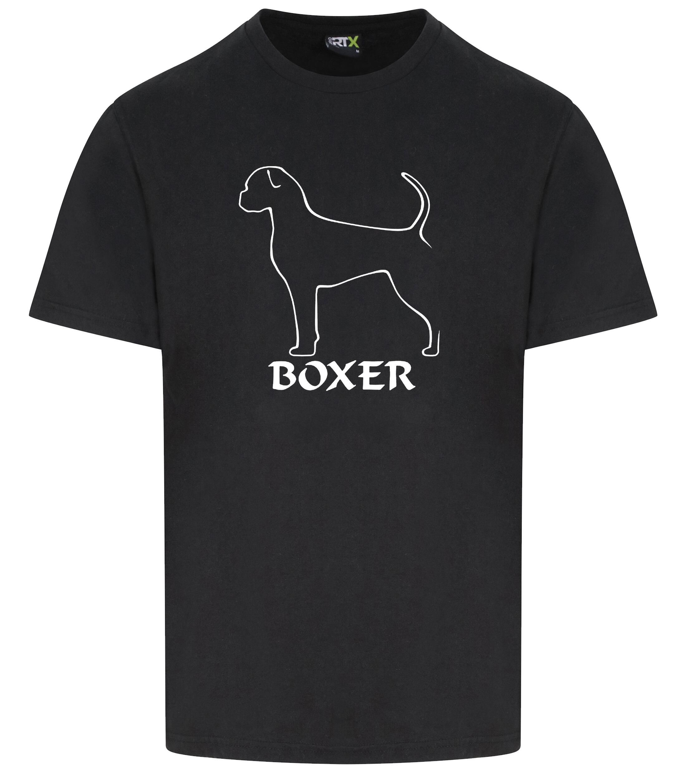Unisex Boxer Ear Drop (2) Roundneck T-Shirt Black (White)