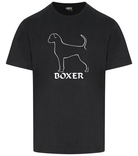 Unisex Boxer Ear Drop (2) Roundneck T-Shirt Black (White)