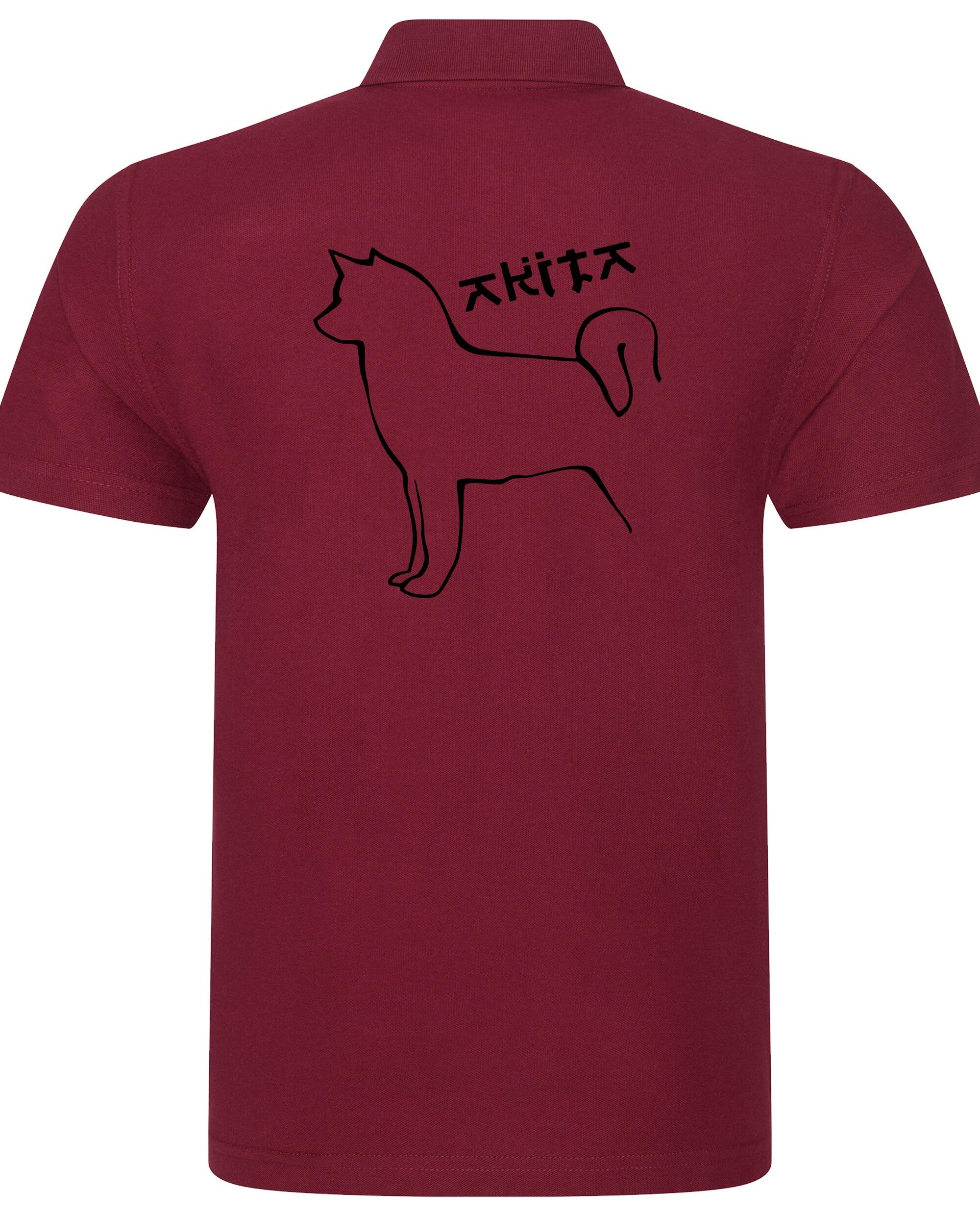 Unisex Akita Polo Shirt Burgundy (Black)