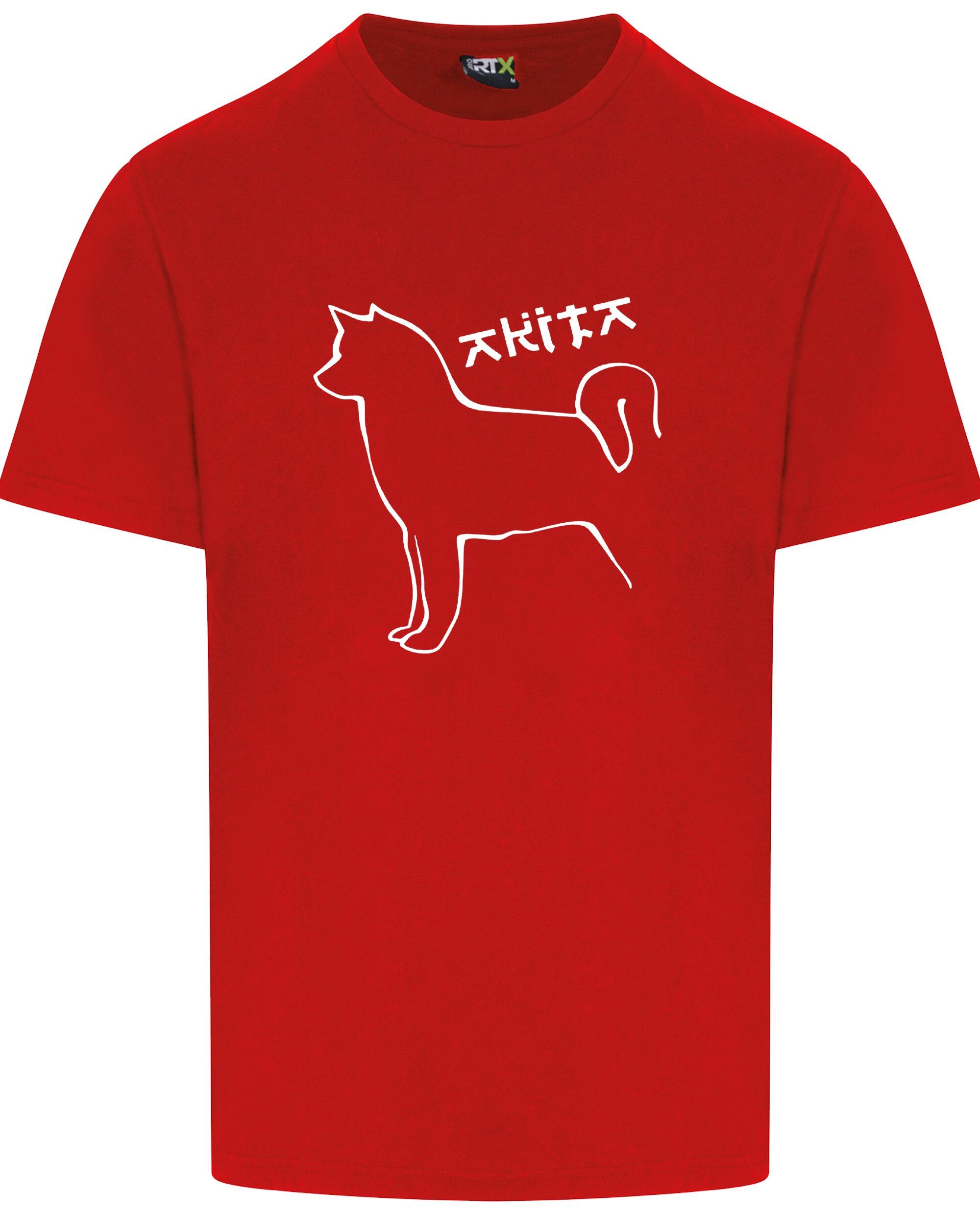 Unisex Akita Roundneck T-Shirt Red (White)