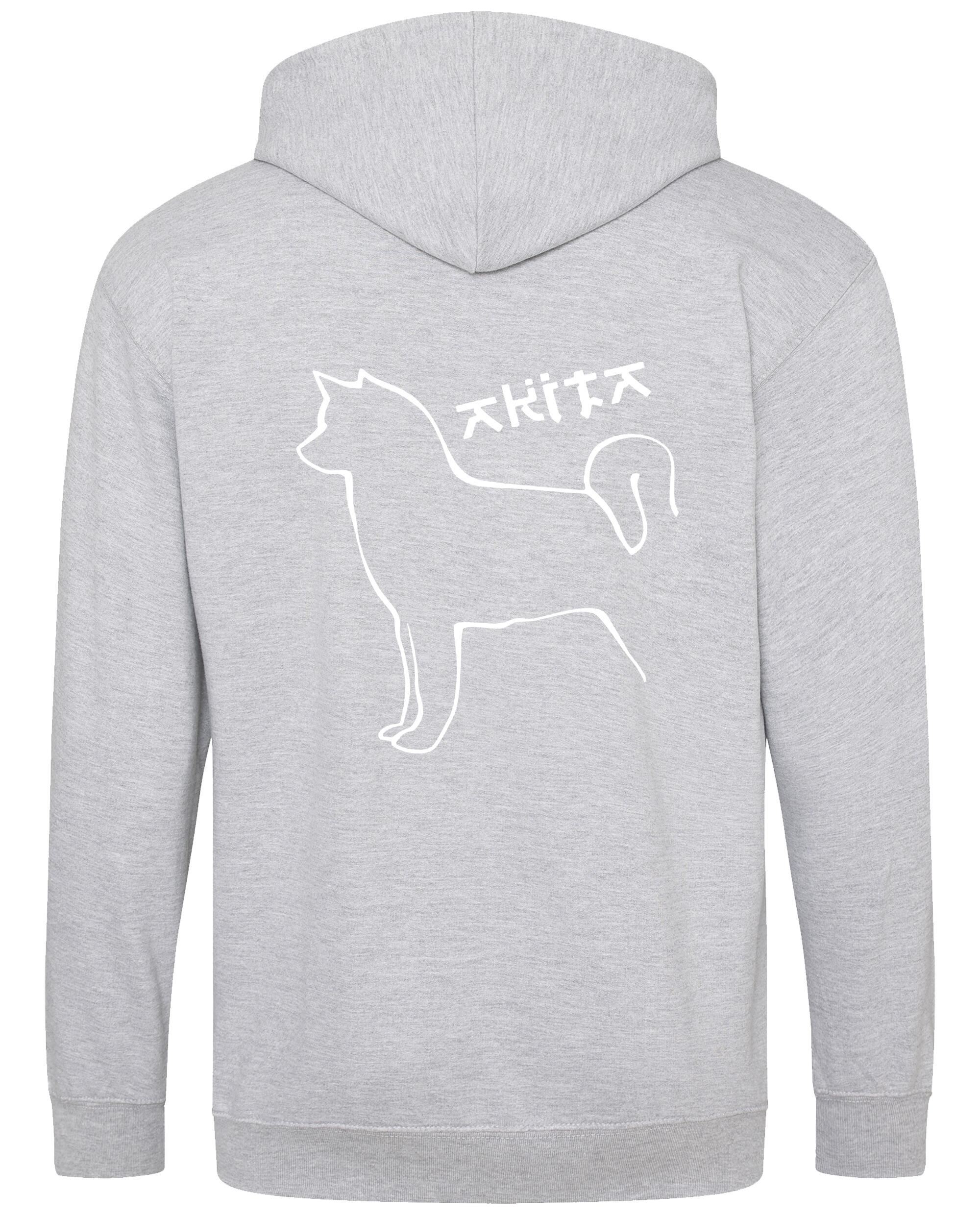 Unisex Akita Zipped Hoodie Heather Grey (White)
