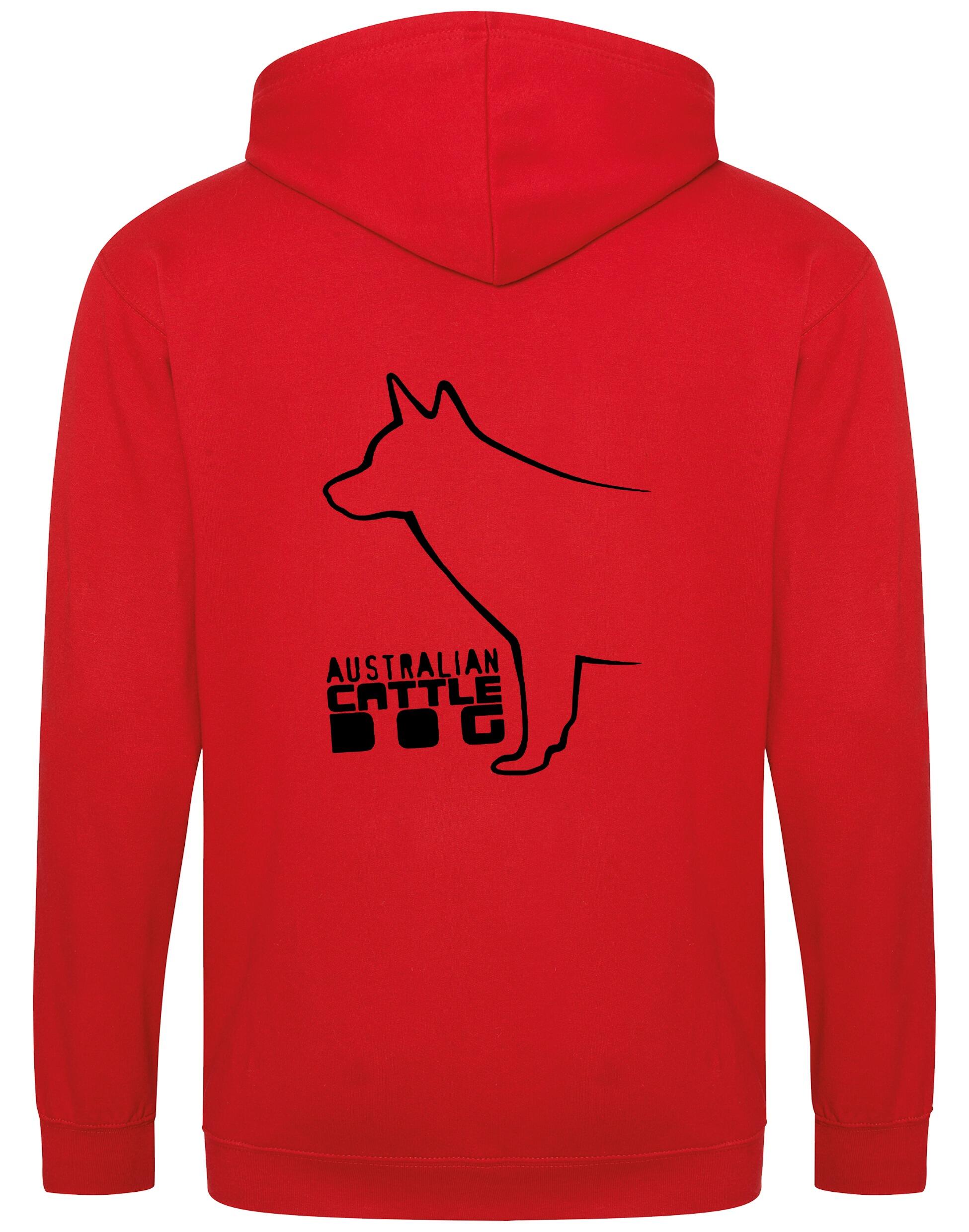 Unisex Australian Cattle Dog Zipped Hoodie Red (Black)
