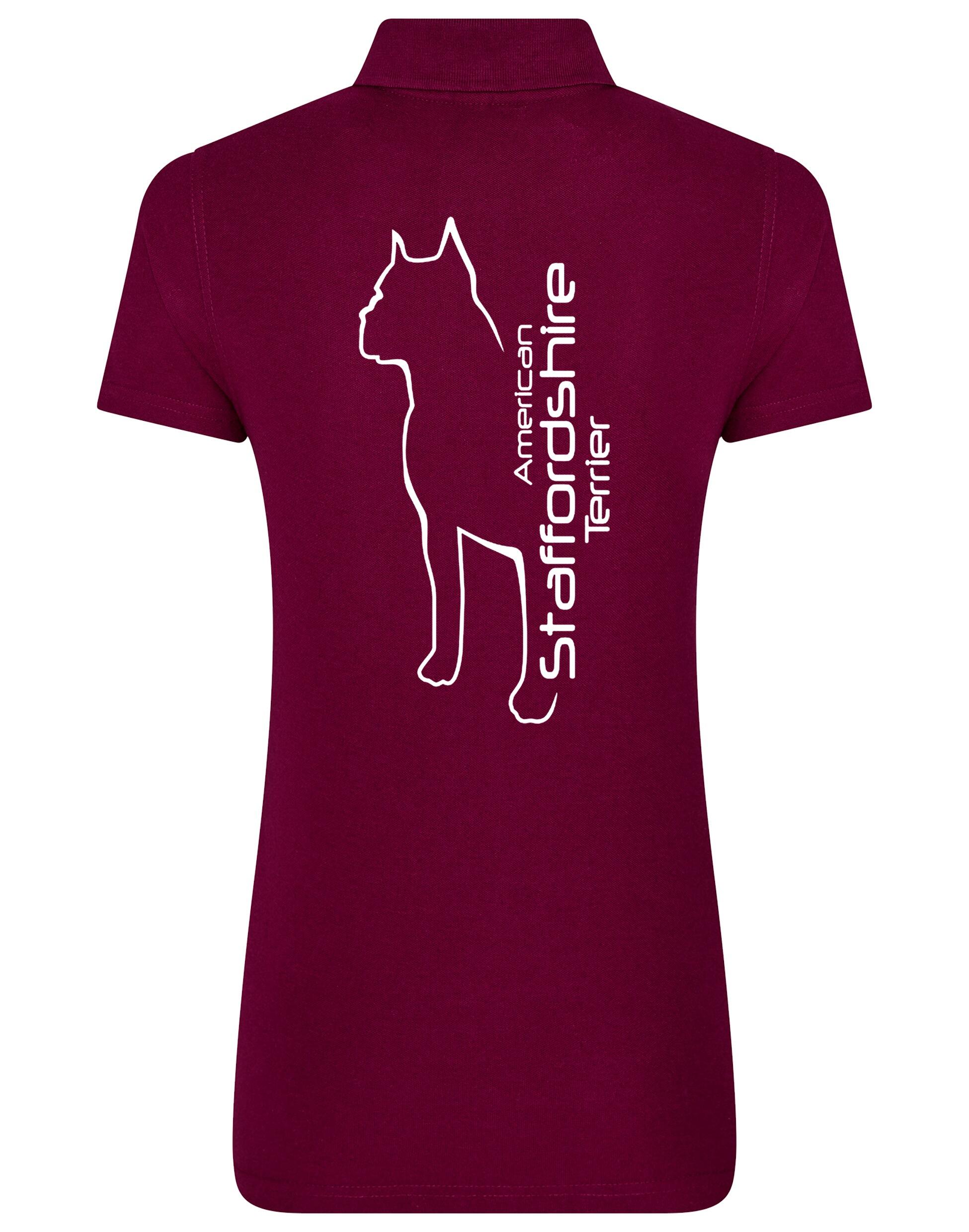 Female American Staffordshire Terrier Polo Shirt Burgundy (White)
