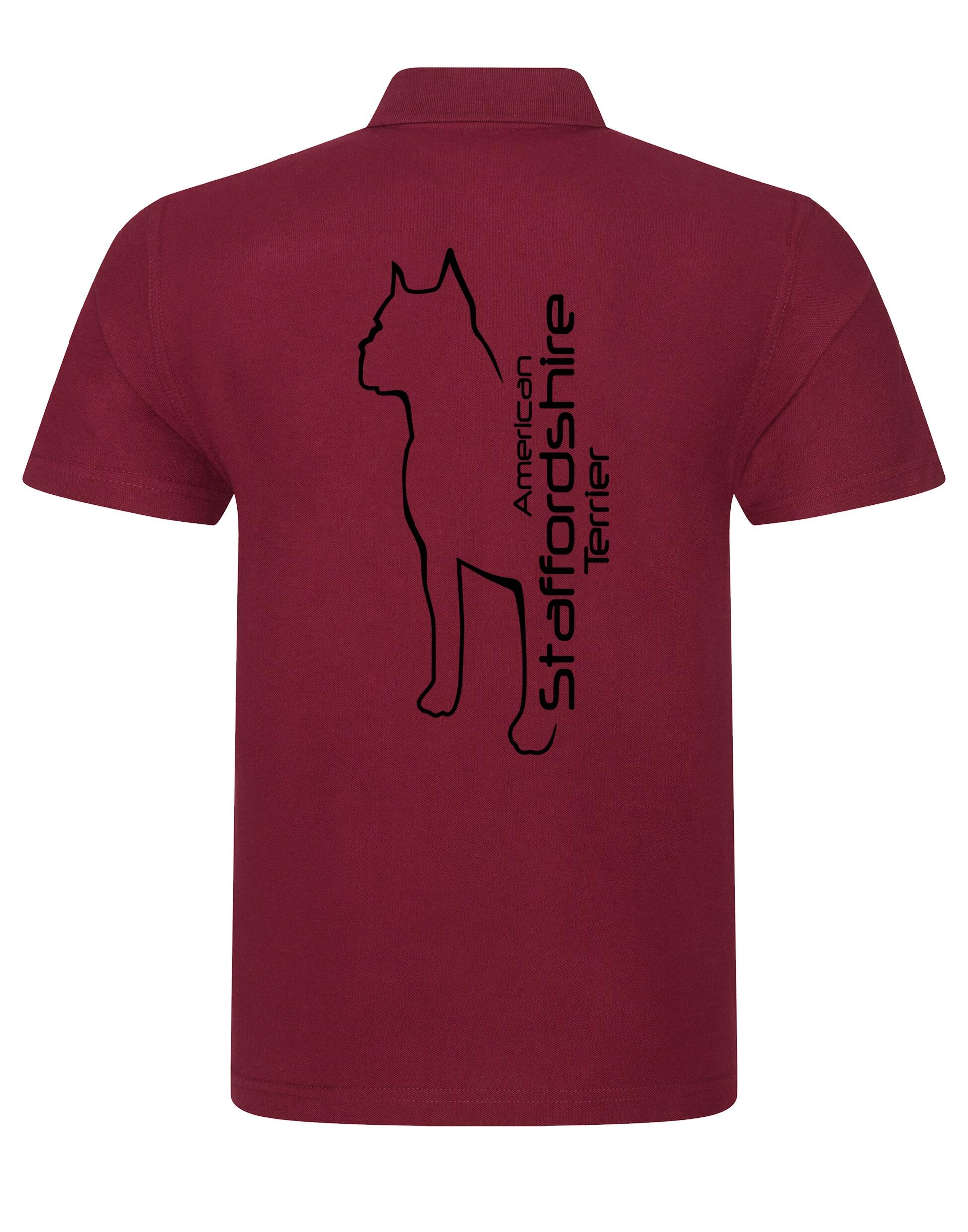 Unisex American Staffordshire Terrier Polo Shirt Burgundy (Black)