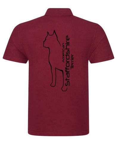 Unisex American Staffordshire Terrier Polo Shirt Burgundy (Black)