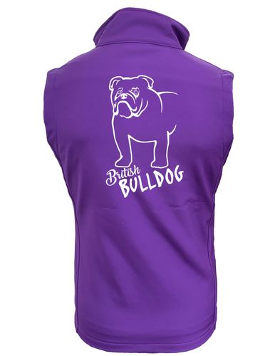 Female British Bulldog Softshell Gilet Purple (White)